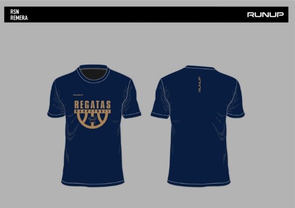 Producto - REMERA AZUL DE ALGODON RUNUP PELOTA DORADA - RETIRO INMEDIATO.