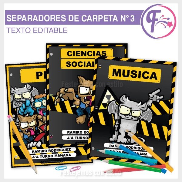 Producto - Zombie Infection Kit Escolar Separadores Imprimibles