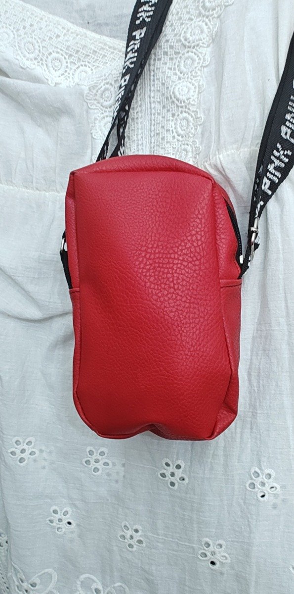 Producto - Porta Celular Eco Cuero correa Pink Rojo