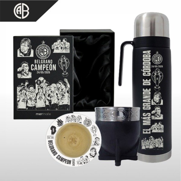 Producto - SET DE MATE + BOX PERSONALIZADO + TERMO MEDIA MANIJA BELGRANO CAMPEÓN V1 - 5