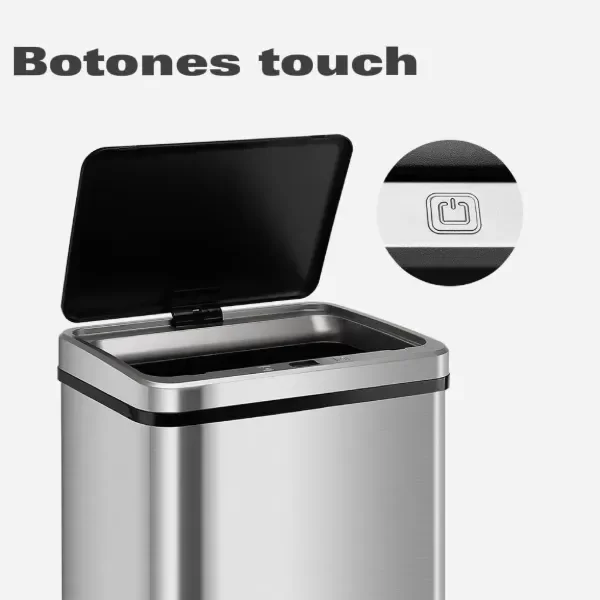 Producto - Tacho De Basura Inteligente Apertura Sensor Acero Inoxidable 50L y 30L Plateado - 4