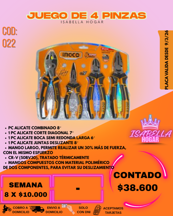 Producto - JUEGO DE 4 PINZAS