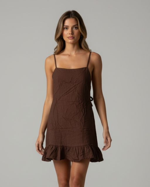 Producto - VESTIDO DE LINO CORTO CHOCO 0833 - 2