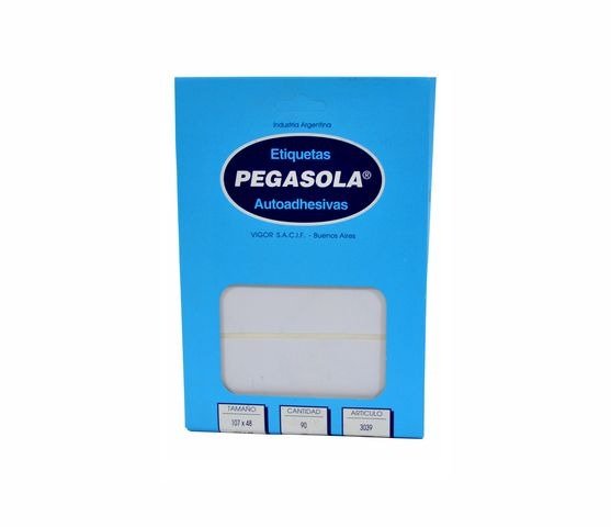 Producto - ETIQUETA AUTOADHESIVA BLANCA 107X48MM CAJA 4 UNIDADES X30 HOJAS PEGASOLA