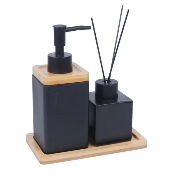 Producto - Set de baño c/difusor Ceram. Bambu c/bandeja