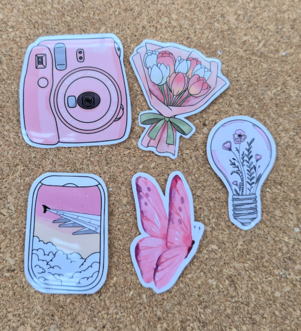 Producto - Pack de 5 stickers rosas aesthetic
