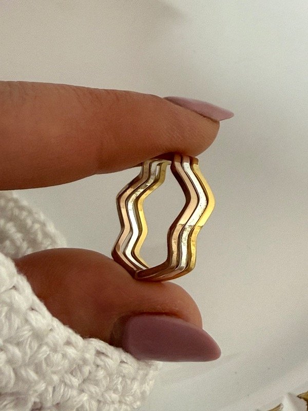 Producto - ND80 Anillo triple acero dorado acero blanco y acero rose