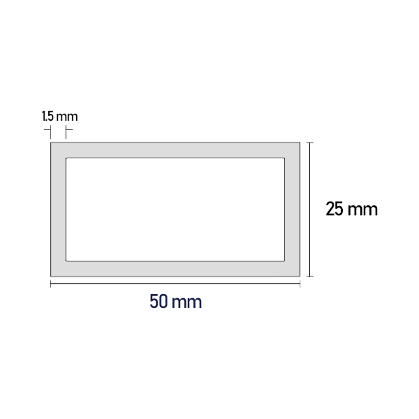 Producto - Tubo Rectangular 50 x 25 x 1,5mm - 0