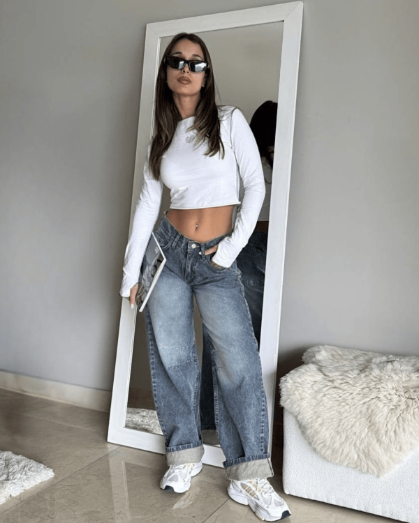 Producto - Jean Baggy Pliegue Rodilla Óxido