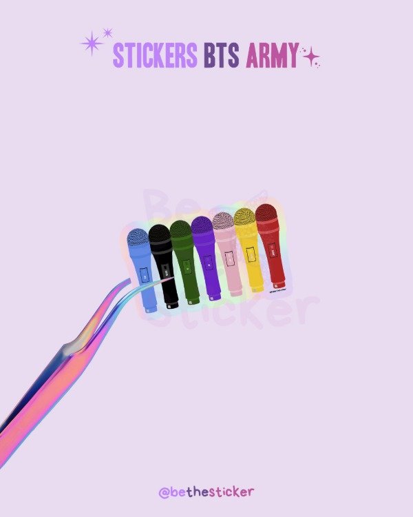 Producto - Sticker Holográfico BTS Micrófonos