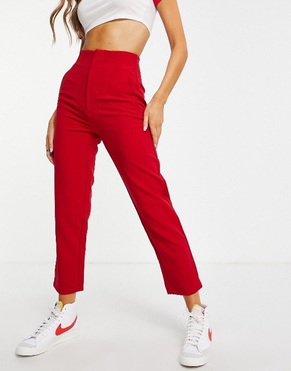 Producto - Pantalón de vestir c/ pinzas Rojo Stradivarius