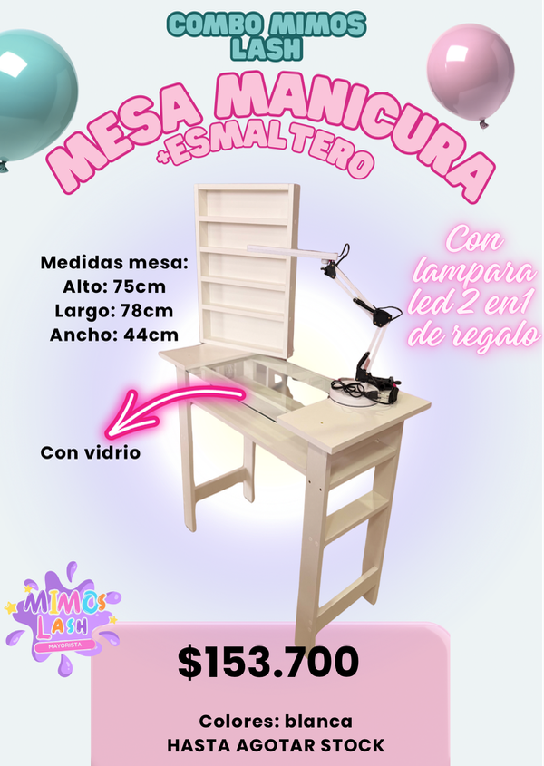 Producto - Mesa manicura+ esmaltero + lámpara led