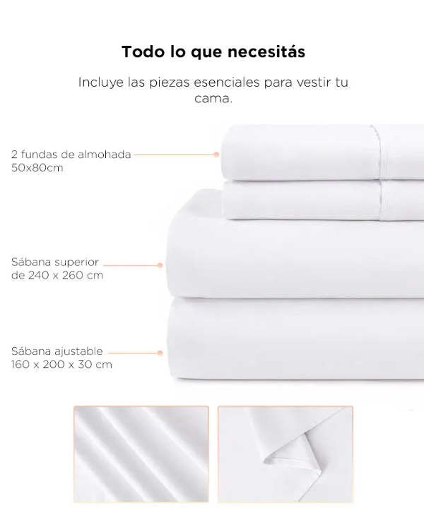 Producto - Juego de sábanas Queen Size -2 Plazas -200 Hilos -100 Algodón -Rieti By Gadnic - 4