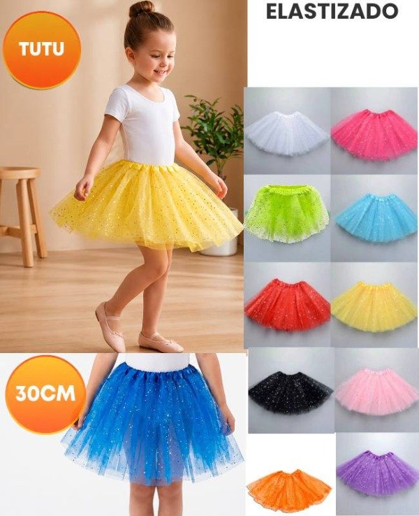 Producto - Tutu 3 capas elastizado con confettis 30cm