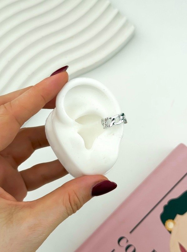 Producto - Ear Cuff Cadena en Acero Blanco