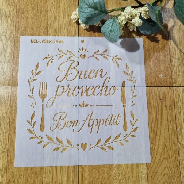 Producto - St 5464 de 20x20 cm Stencil Buen Provecho