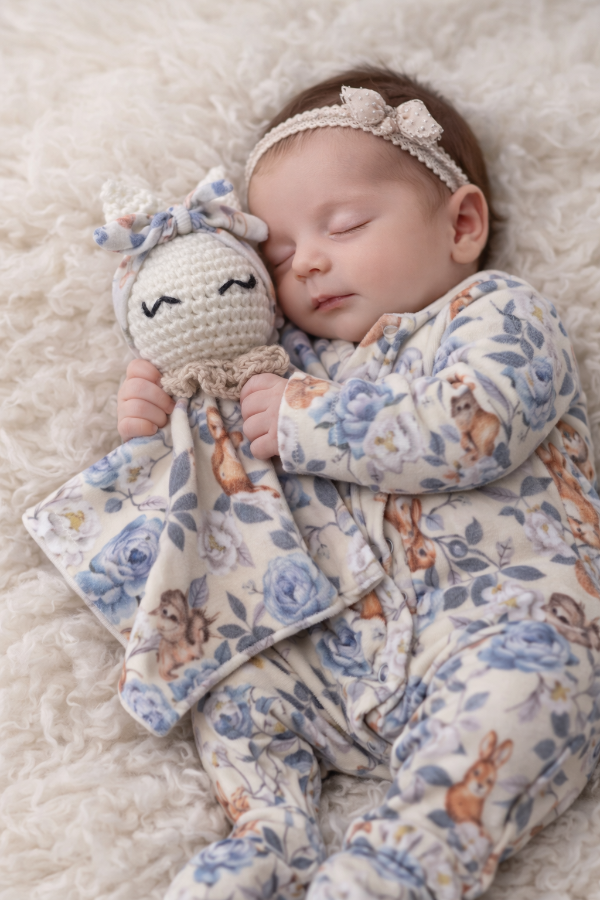 Producto - Enterito BC plush conejo flores azules