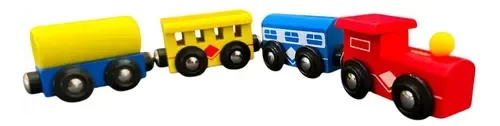 Producto - Trencito locomotora de madera imantados x4
