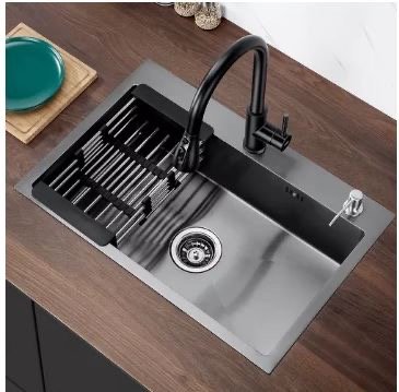 Producto - Bacha cocina 70 x 45 lujo negra con accesorios - 3