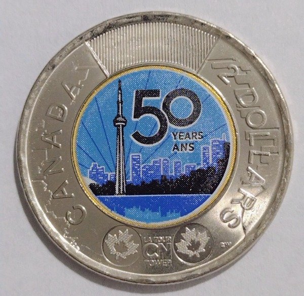 Producto - Canadá 2 dólares 2026. Torre CN 50 años (COLOR, BRILLA EN LA OSCURIDAD) - 0