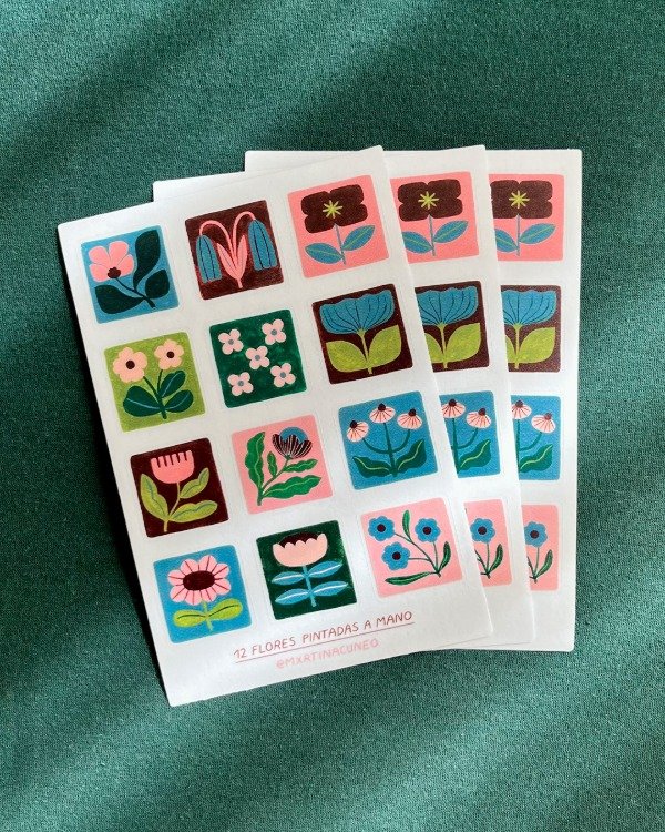 Producto - Planchita de stickers Flores
