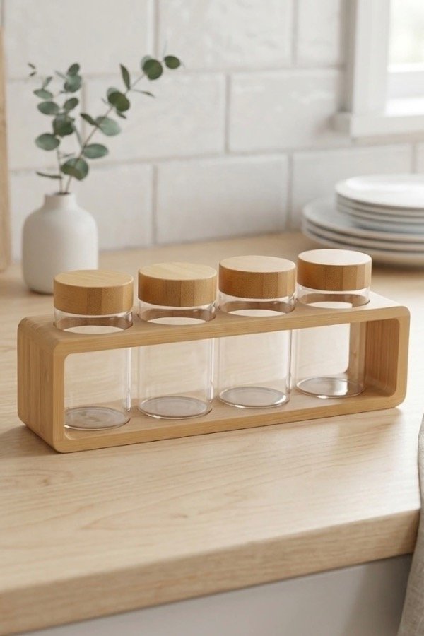 Producto - SET DE 4 FRASCOS ESPECIEROS con base