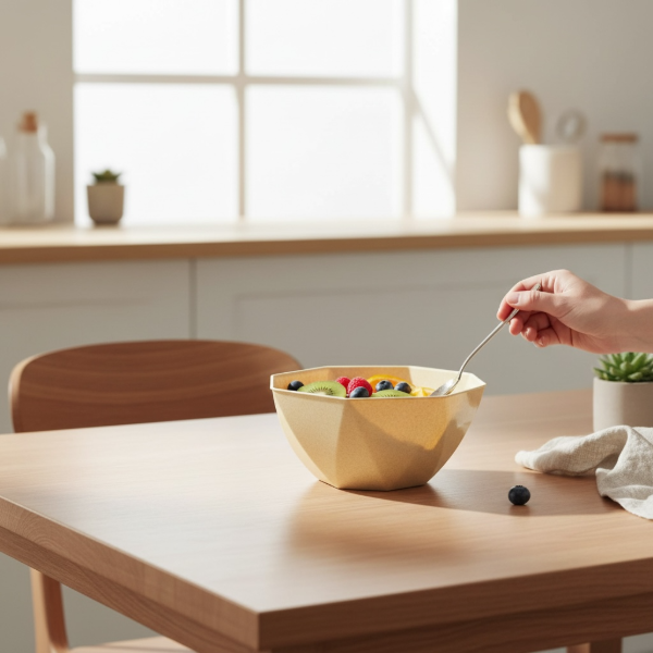 Producto - ENSALADERA DISEÑO TRIANGULOS PLASTICO TIPO GRANITO 22 X 12 CM