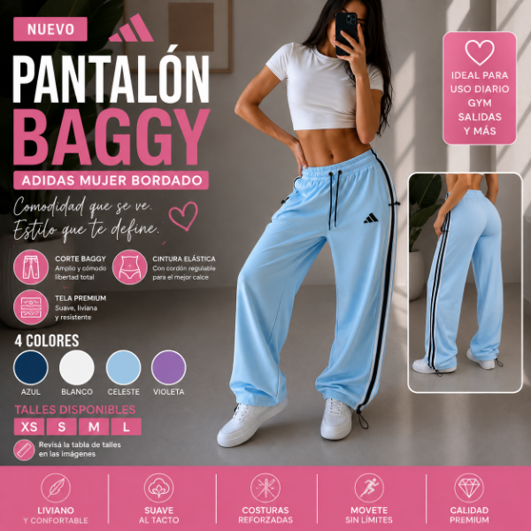 Producto - Pantalón Baggy Adidas Mujer Bordado
