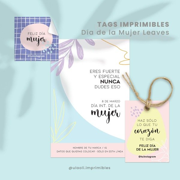 Producto - Tags Imprimibles Día de la Mujer "Leaves"