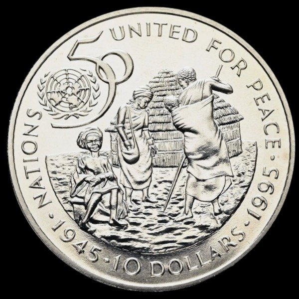 Producto - Namibia. 10 Dollar de 1915 "50 Aniversario de la ONU"