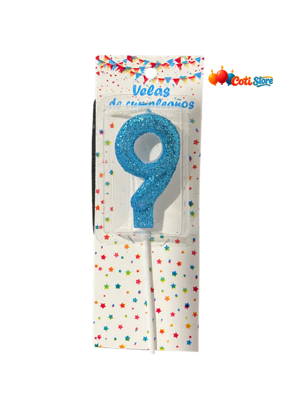 Producto - Vela Palito con Gibre Turquesa N9 paquete x6 Unidades
