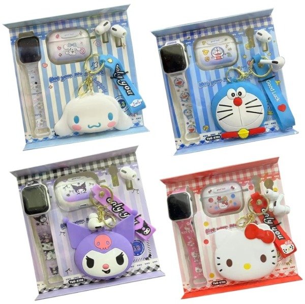 Producto - PACK 3 SET SANRIO AURICULAR BLUETOOTH + RELOJ + MONEDERO + LLAVERO