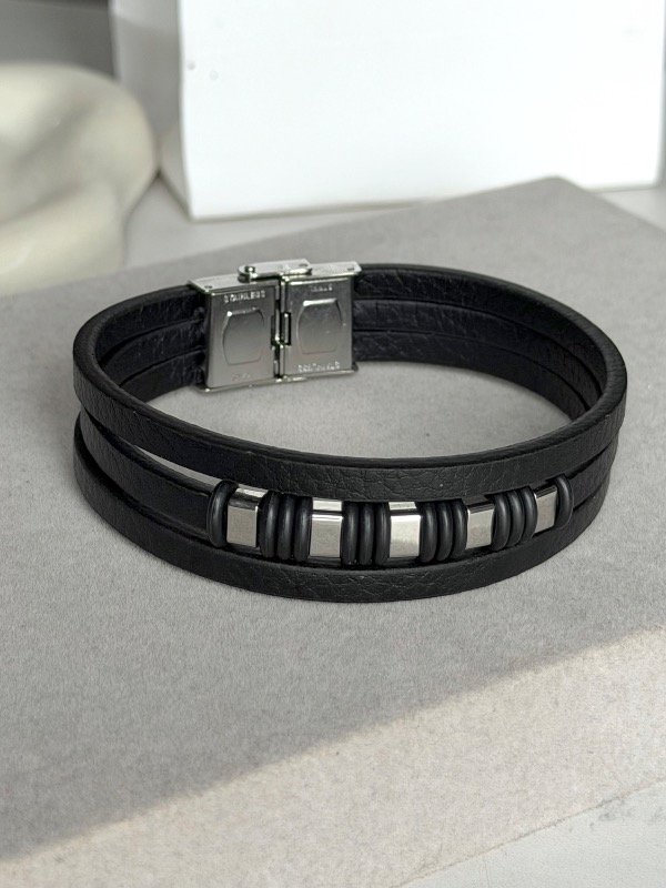 Producto - Pulsera cuero triple elite black - 0