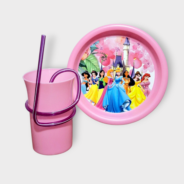 Producto - Set infantil Plato mas vaso con sorberte Princesa