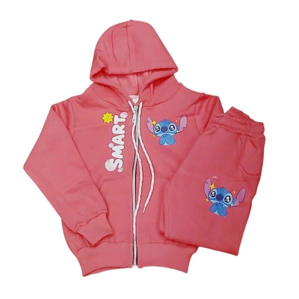 Producto - Conjunto en friza Nena Stitch Rosa viejo T12