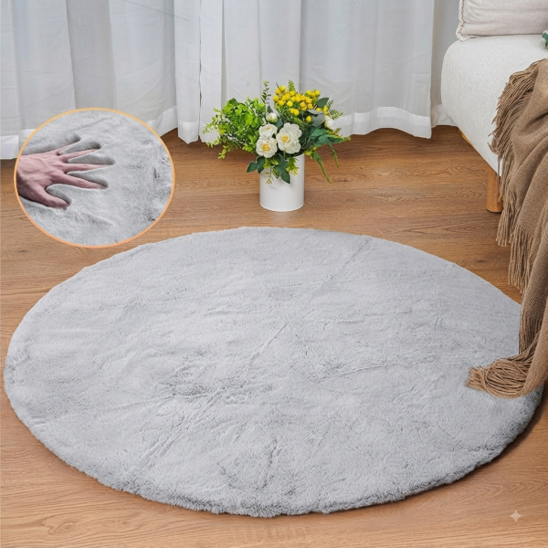 Producto - ALFOMBRA SUAVE PELO CONEJO REDONDO 90CM