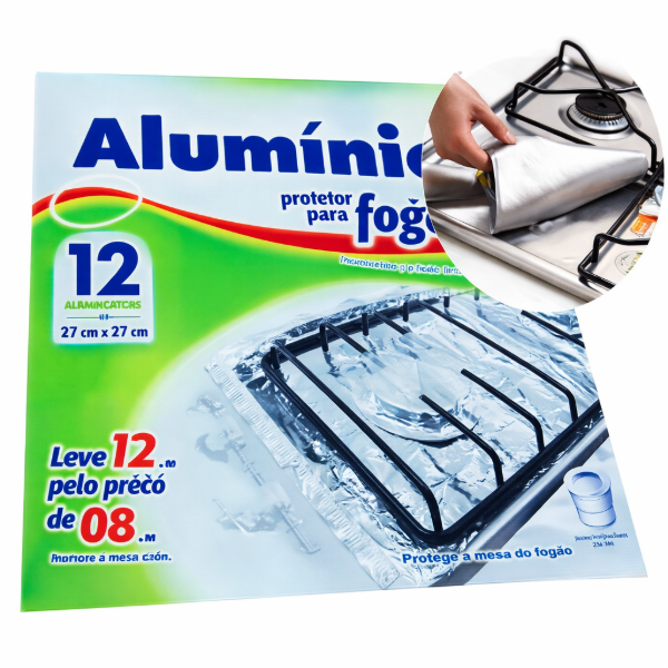 Producto - Papel Aluminio Protector Hornalla Cocina 27 X 27 Cm 12 Unds