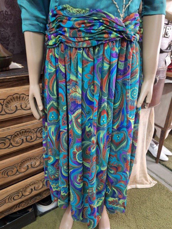 Producto - Vestido Vintage Estampado Verde Años 80 - 6
