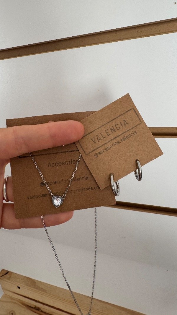 Producto - Conjunto acero corazón más argollitas