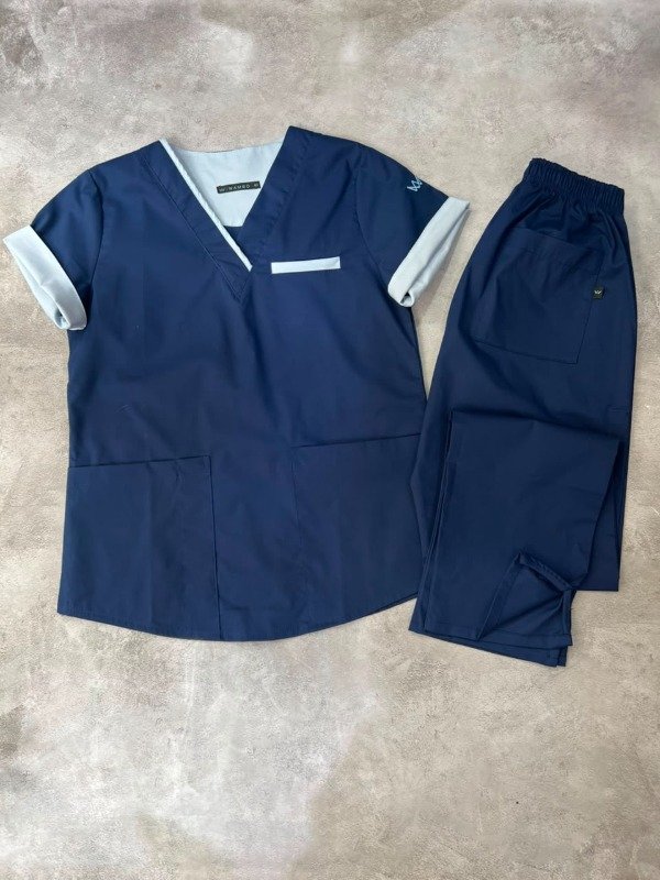 Producto - AMBO INDIGO SPANDEX (Azul detalle Celeste) - 0