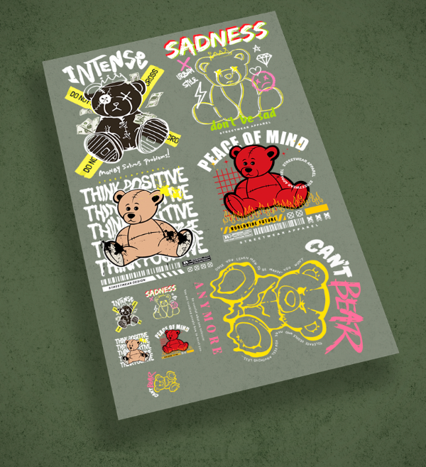 Producto - Pack de estampas Osos 8 - ESTAMPAS DTF TEXTIL