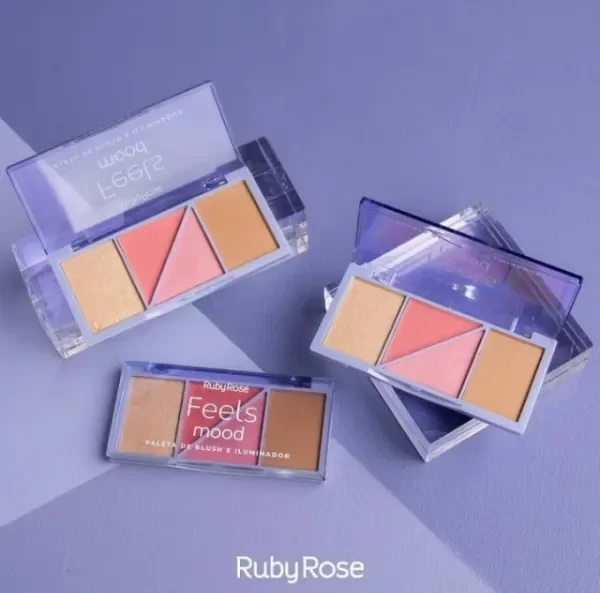 Producto - Paleta de Rostro Feels - Blush Iluminador Contorno - Ruby Rose