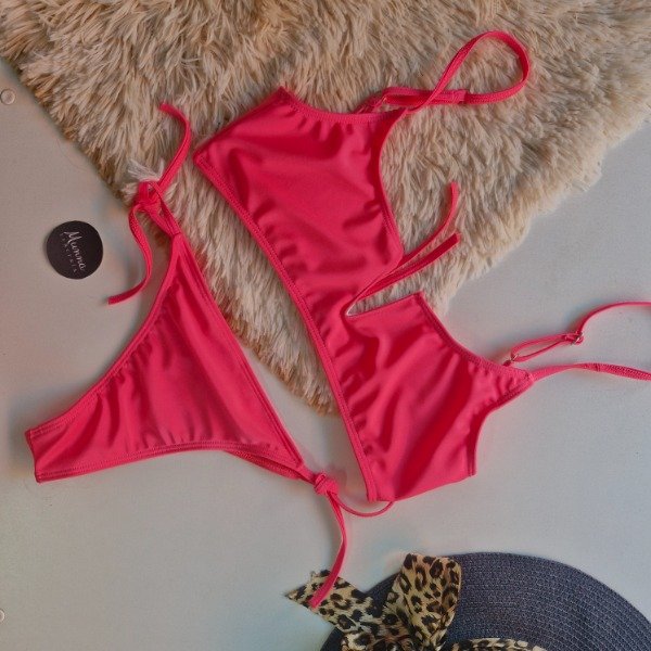 Producto - Bikini top en V rosado - talle 85 y 90