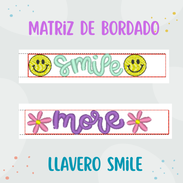 Producto - Matrices de Bordado - Llaveros ITH - Tipo Cinta "SMILE"