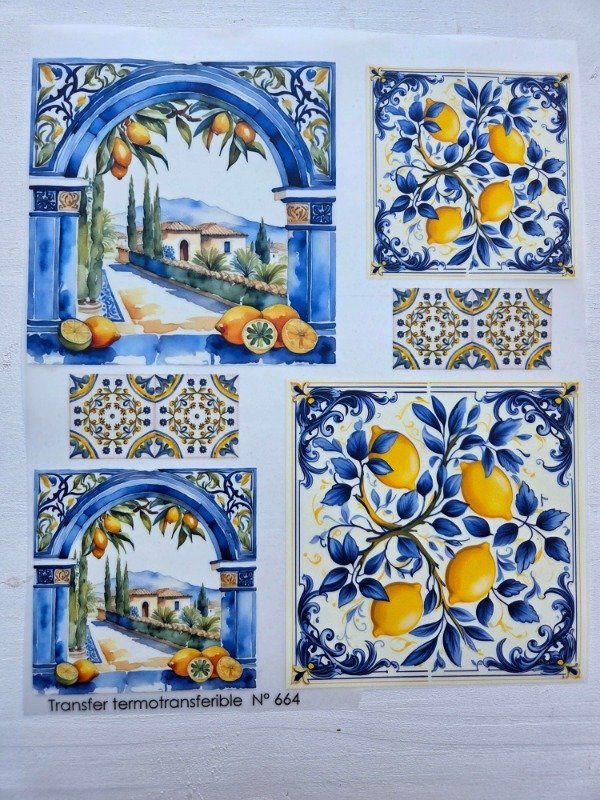 Producto - Transfer termotransferible AZULEJO AZUL 23 x 30cm