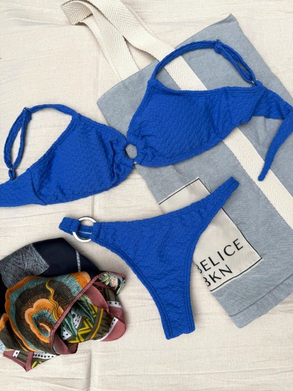 Producto - Corpiño Top AZUL TEXTURADO CON ARGOLLA