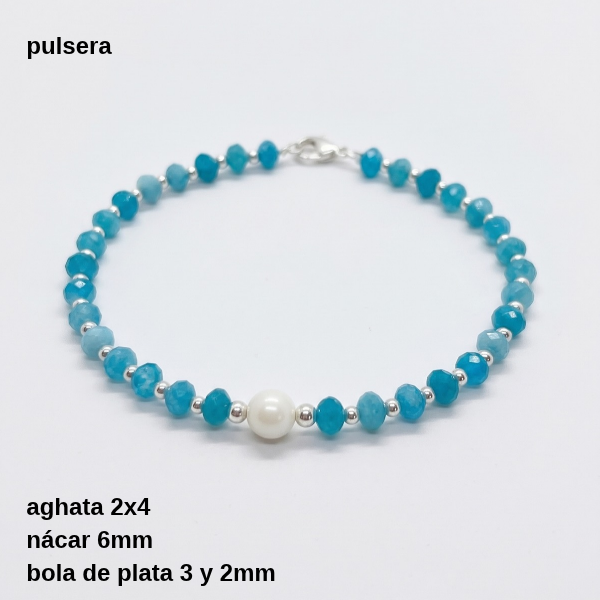 Producto - PUL #FP Pulsera aghata 2x4 con bola de nácar 6mm (DÓLAR) - 5