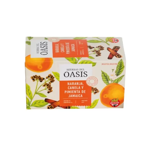Producto - Infusión Naranja,  Canela y Pimienta de Jamaica. Libre de Teína