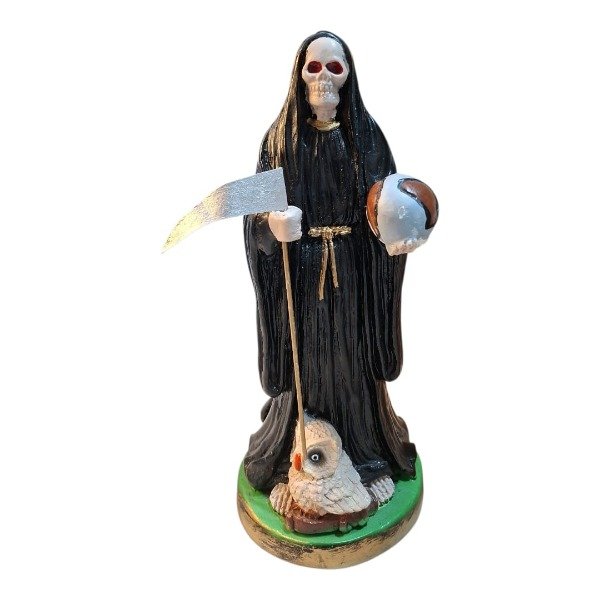 Producto - IMAGEN SAN LA MUERTE CON EL MUNDO DE YESO 40 CM