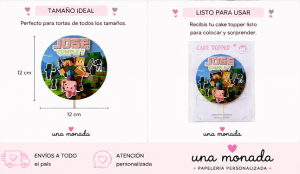 Producto - Cake Topper 3D circular Minecraft - 5